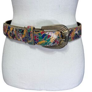 Vintage Elite California Women's Colorful Printed Western Style Belt Studded